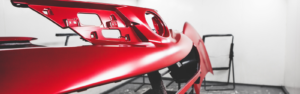 red bumper need repair at auto body shop - Hovee's Auto Body and Paint - Canoga Park
