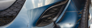 Fender damage of blue car - Hovee's Auto Body and Paint - Fender Repair near Canoga Park, CA